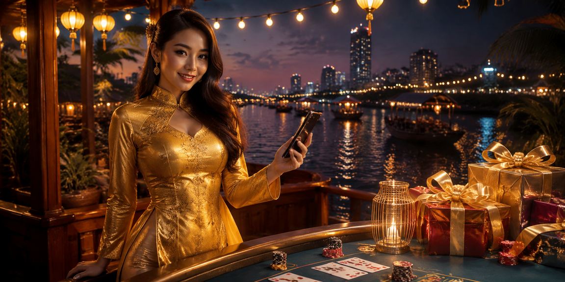 Phụ nữ mặc áo dài chơi Baccarat tại không gian văn hóa vùng sông Mekong