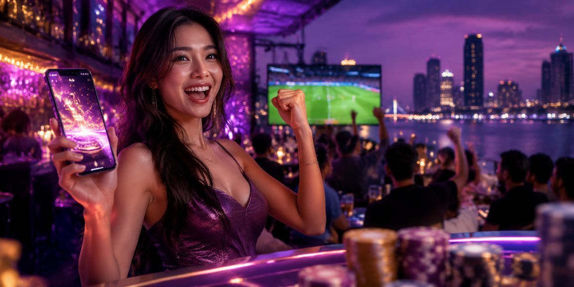 Ánh đèn neon Sài Gòn về đêm và giao diện đăng ký nhận bonus trực tuyến